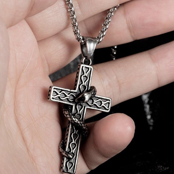 men snake cross necklace - Picture 3 of 4